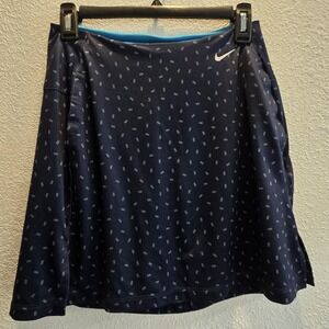 Nike Dri-Fit Women's Athletic Skort Skirt Built-In Shorts Navy Blue Pattern Size